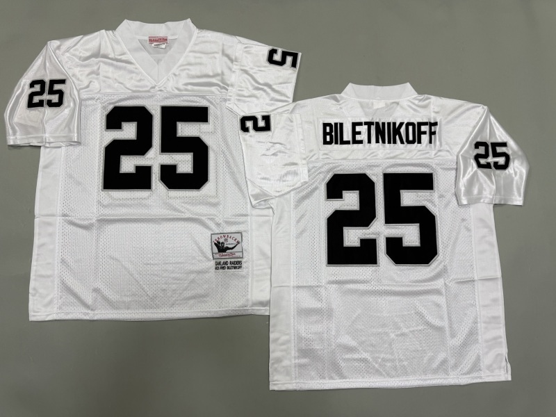 Men 2025 Nike Oakland Raiders #25 Biletnikoff white Throwback Limited NFL Jersey style 003